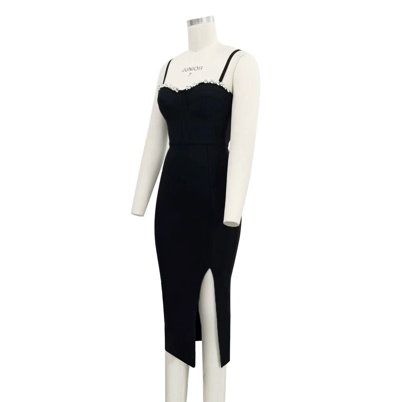 Women's Bandage Thai Strap Rhinestone Split Bandage Dress Sexy Banquet Dress