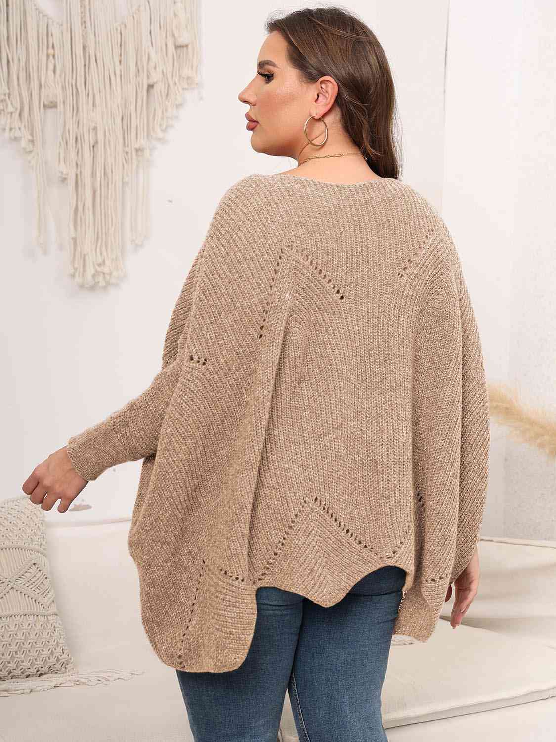 Maxct &Plus Size Round Neck Batwing Sleeve Sweater