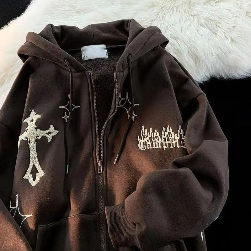High Street Graphic Zip Hoodie for Women Maxct