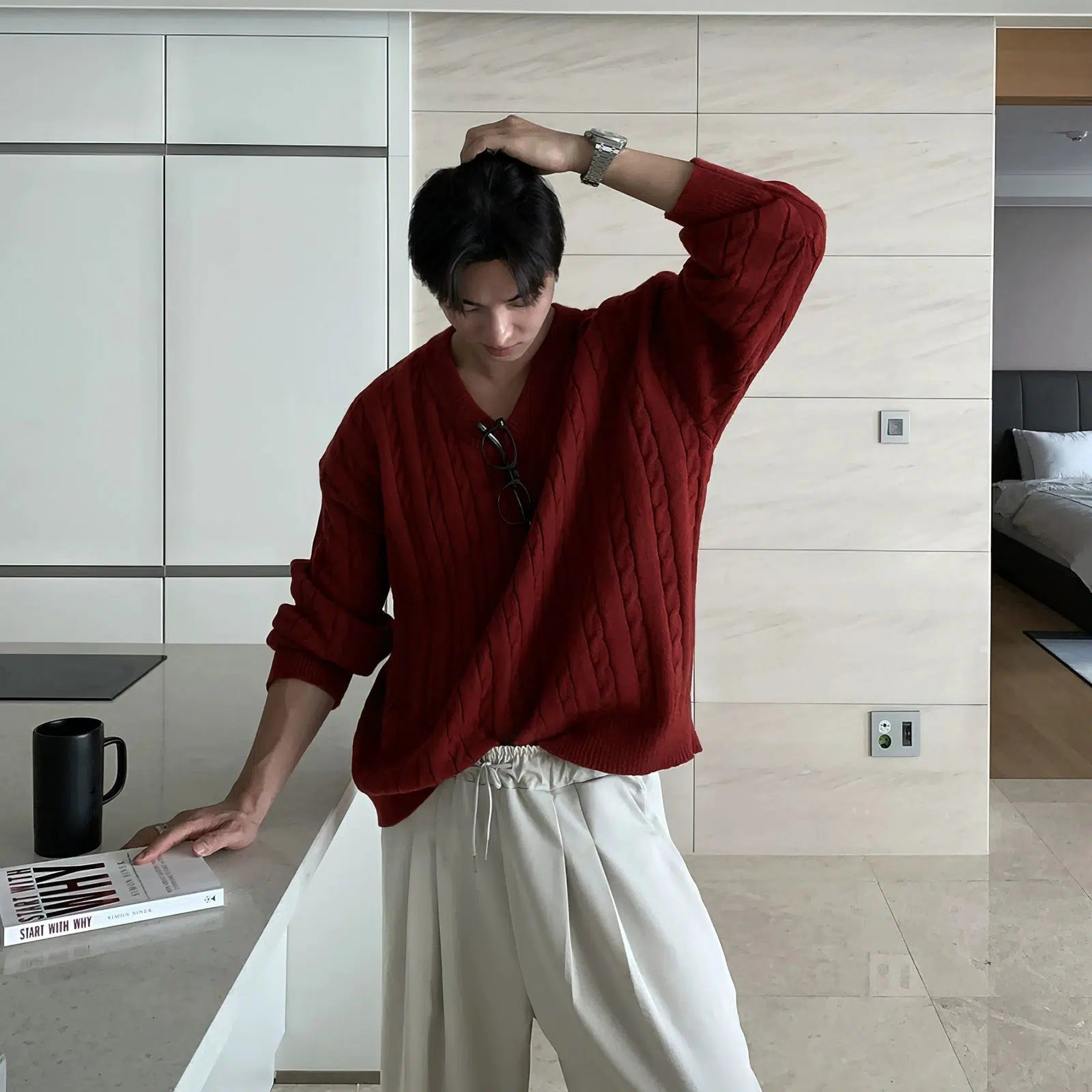 Maxct Twist Oversized V-neck Sweater