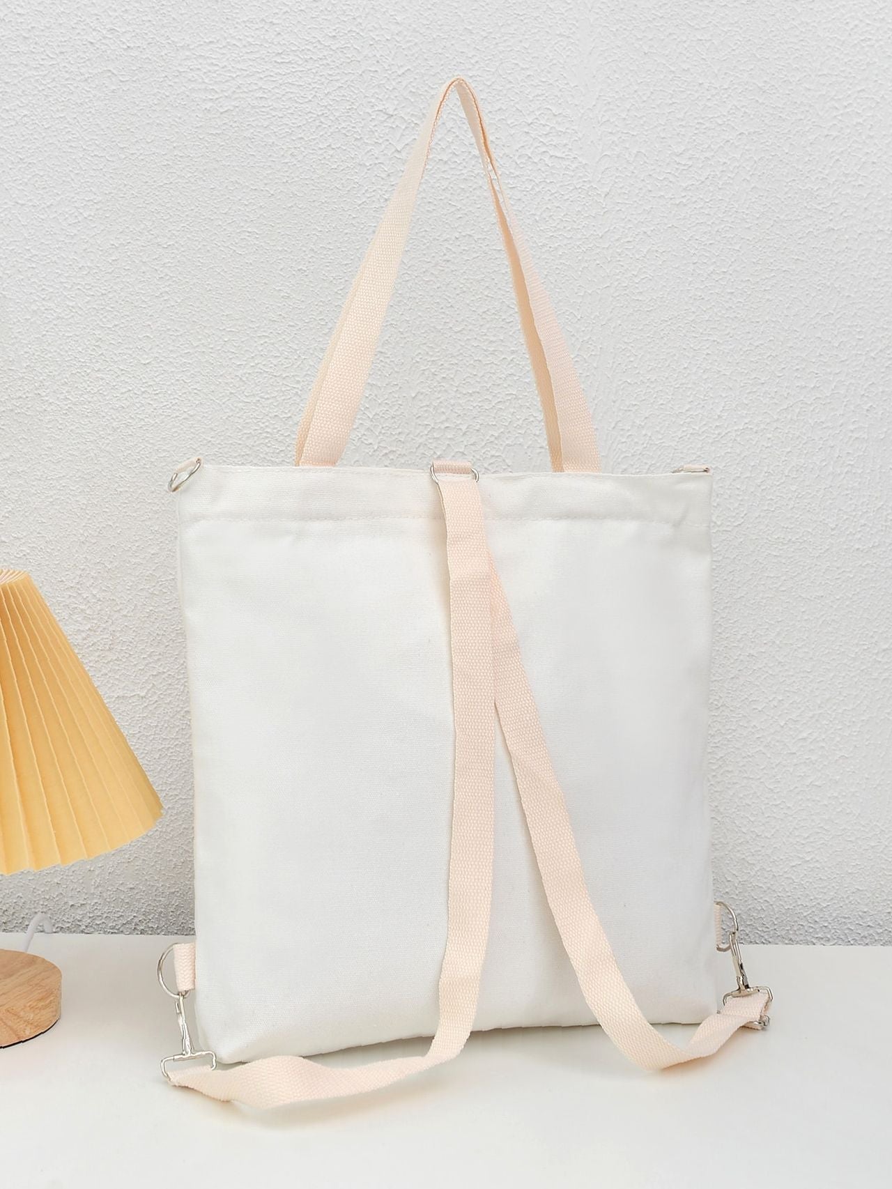 Maxct - Letter Graphic Shopper Bag with Bag Charm  - Women Tote Bags