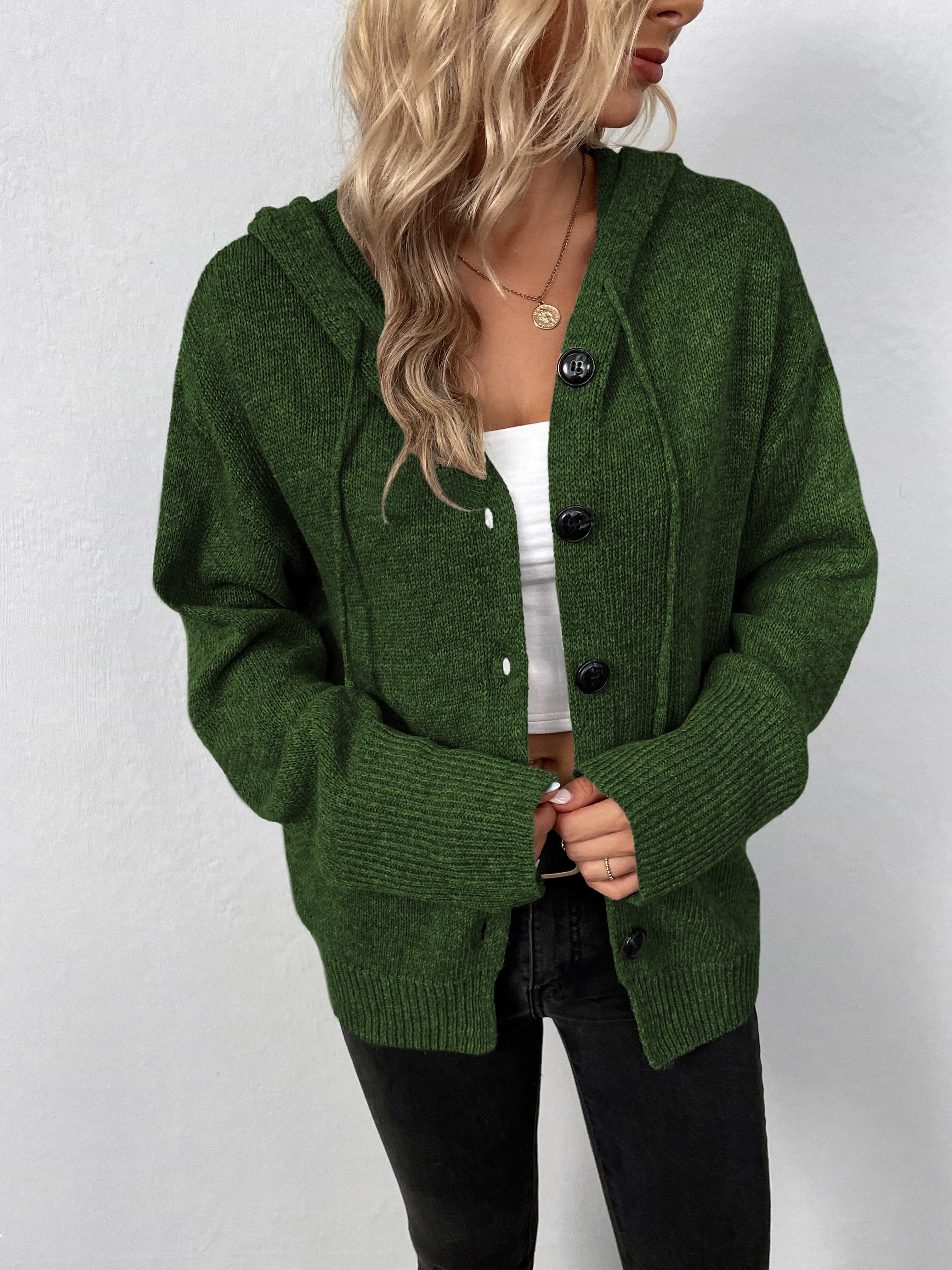Maxct &Button-Down Long Sleeve Hooded Sweater