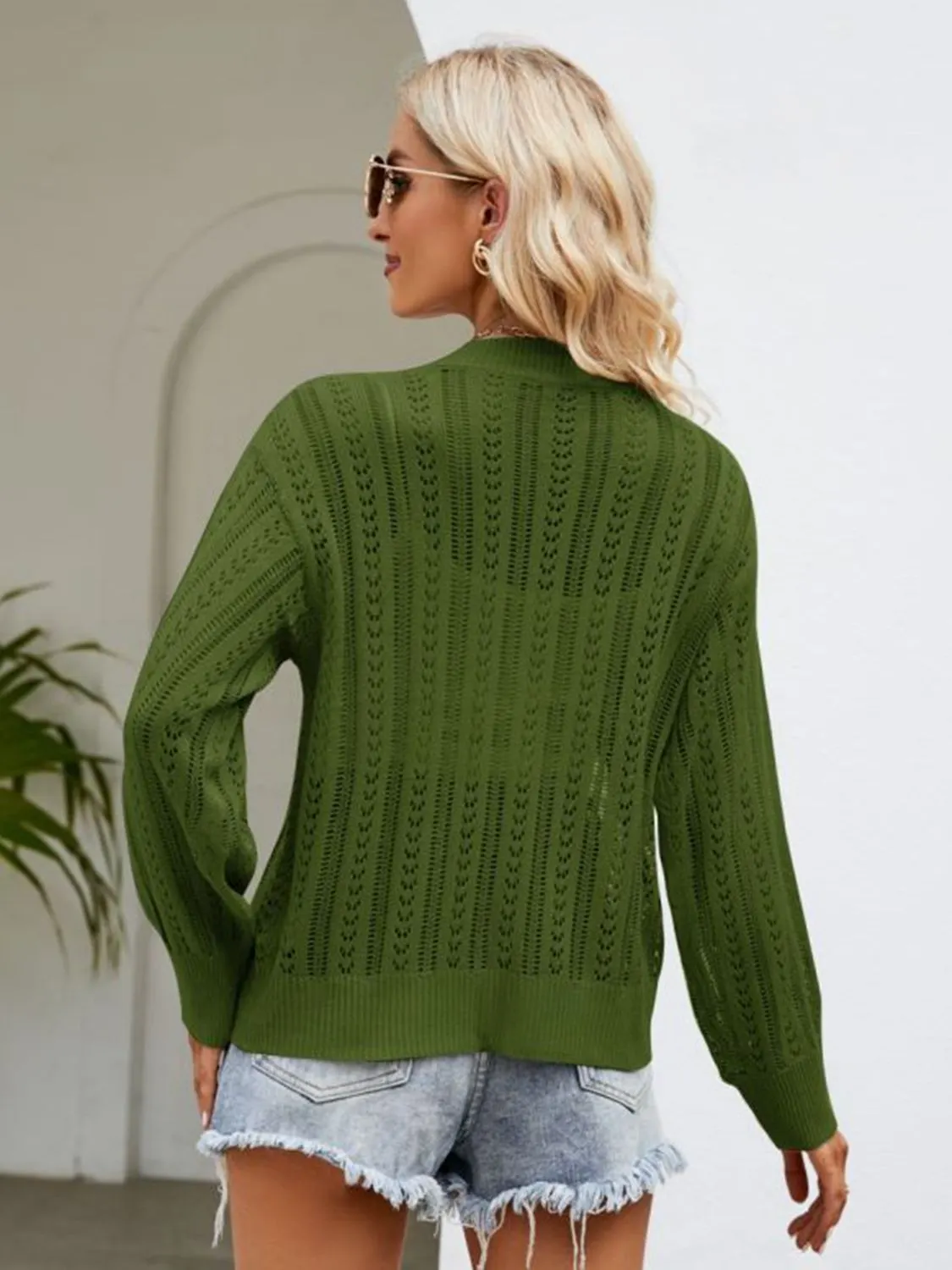 Maxct &Button Down Ribbed Trim Cardigan