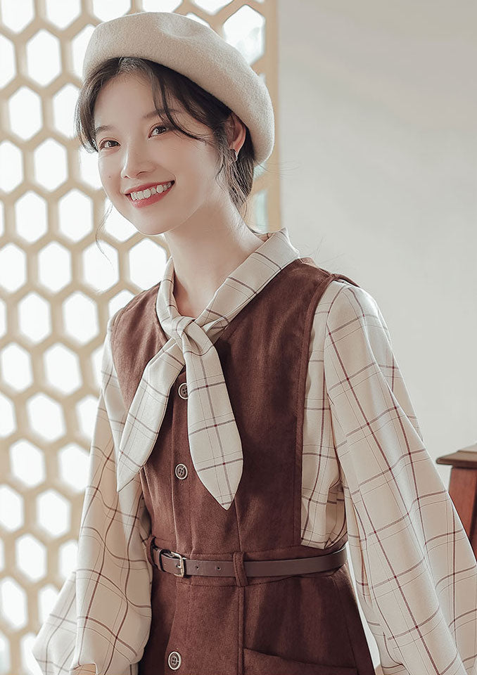 Button Up Suede Pinafore Dress Maxct