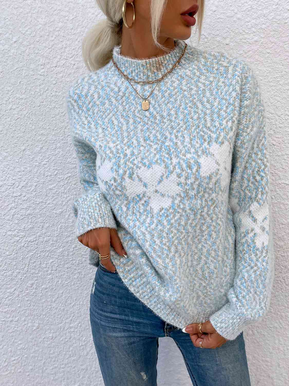 Maxct &Four Leaf Clover Mock Neck Sweater