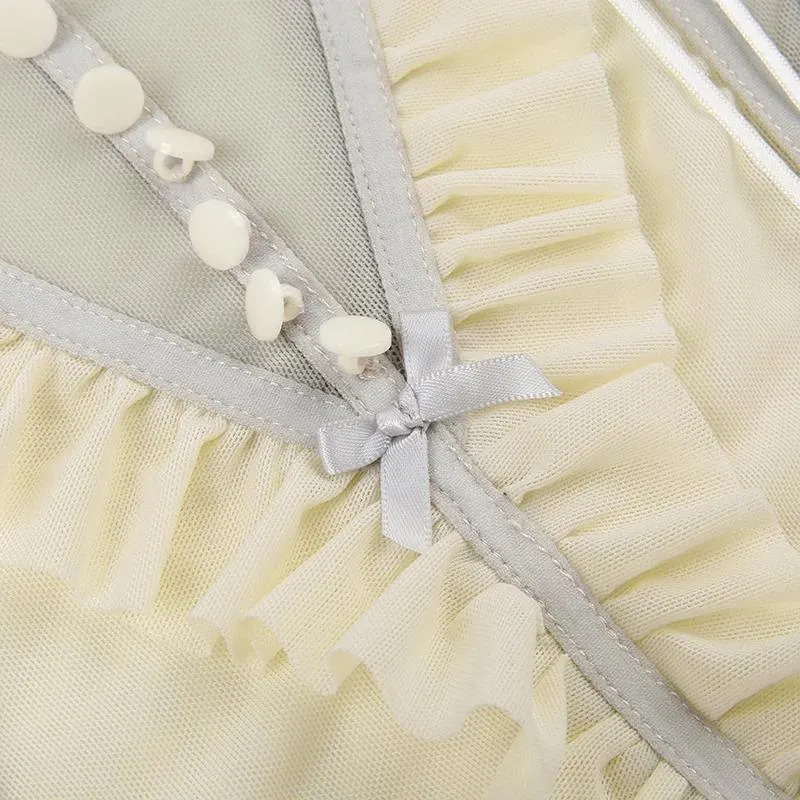 Maxct &Fairycore Ruffled Mesh Corset Top