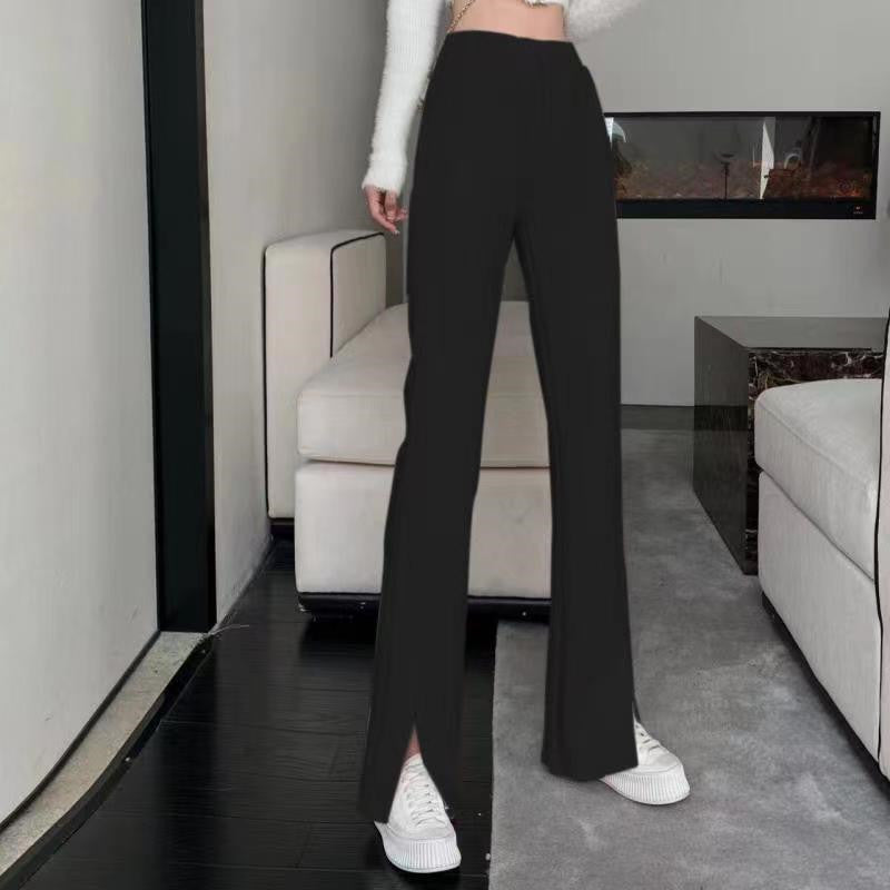Causual Chic Comfy Velvet Long Wide Leg Gathered Waist Pants Maxct