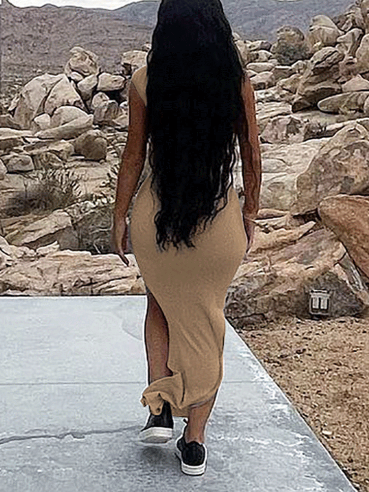 One Shoulder Ruched Bodycon Maxi Dress Maxct