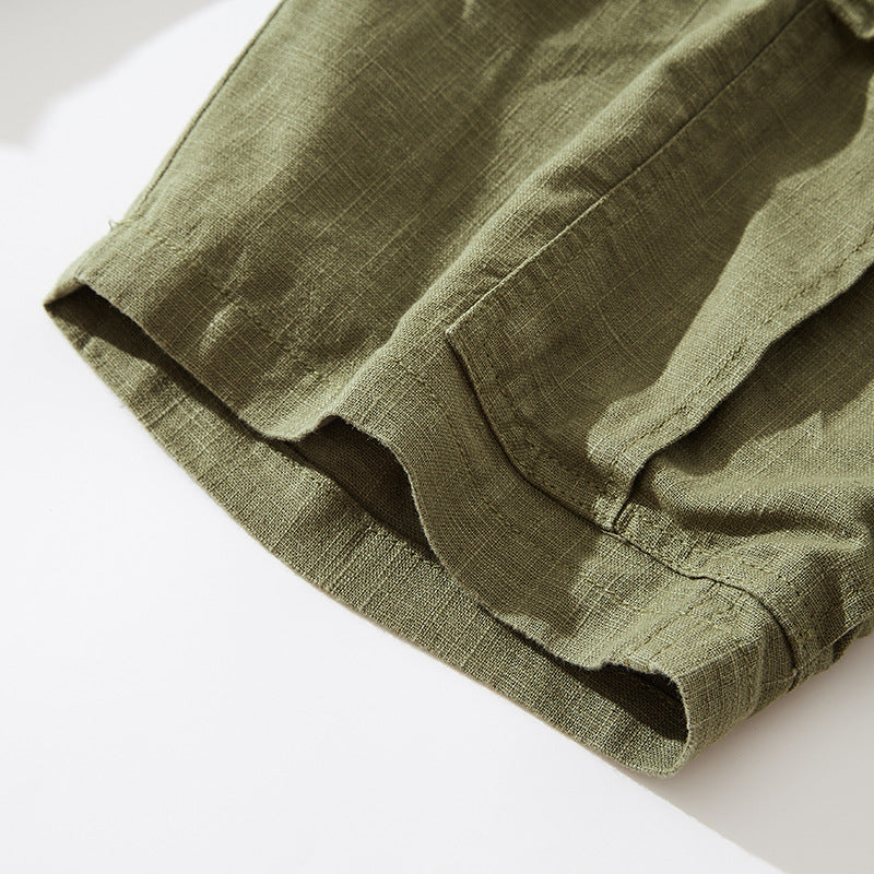 Maxct Summer Retro Cotton Linen Breathable Soft Shorts