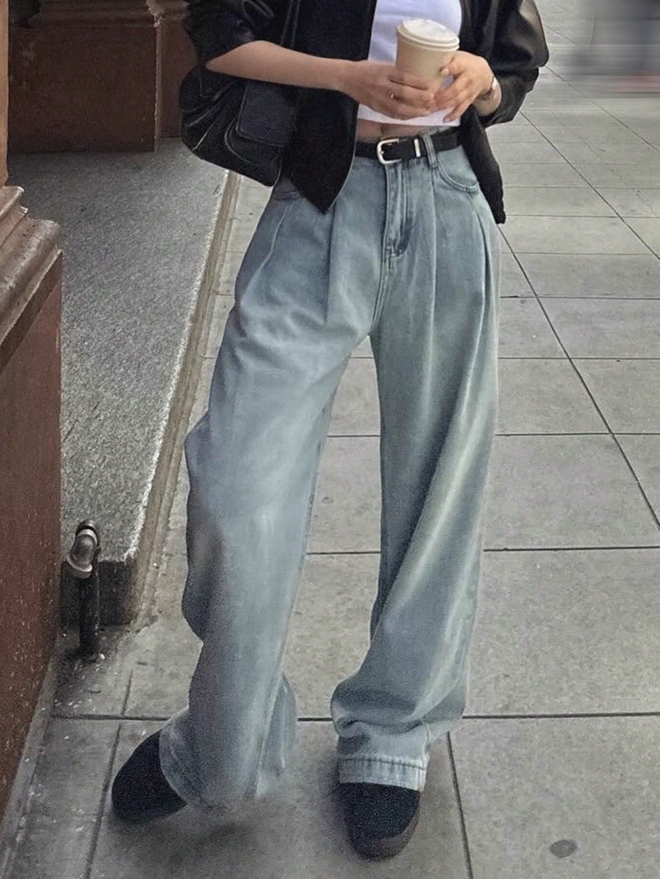 Maxct Women's Loose Wide Leg Denim Pants, Street Style