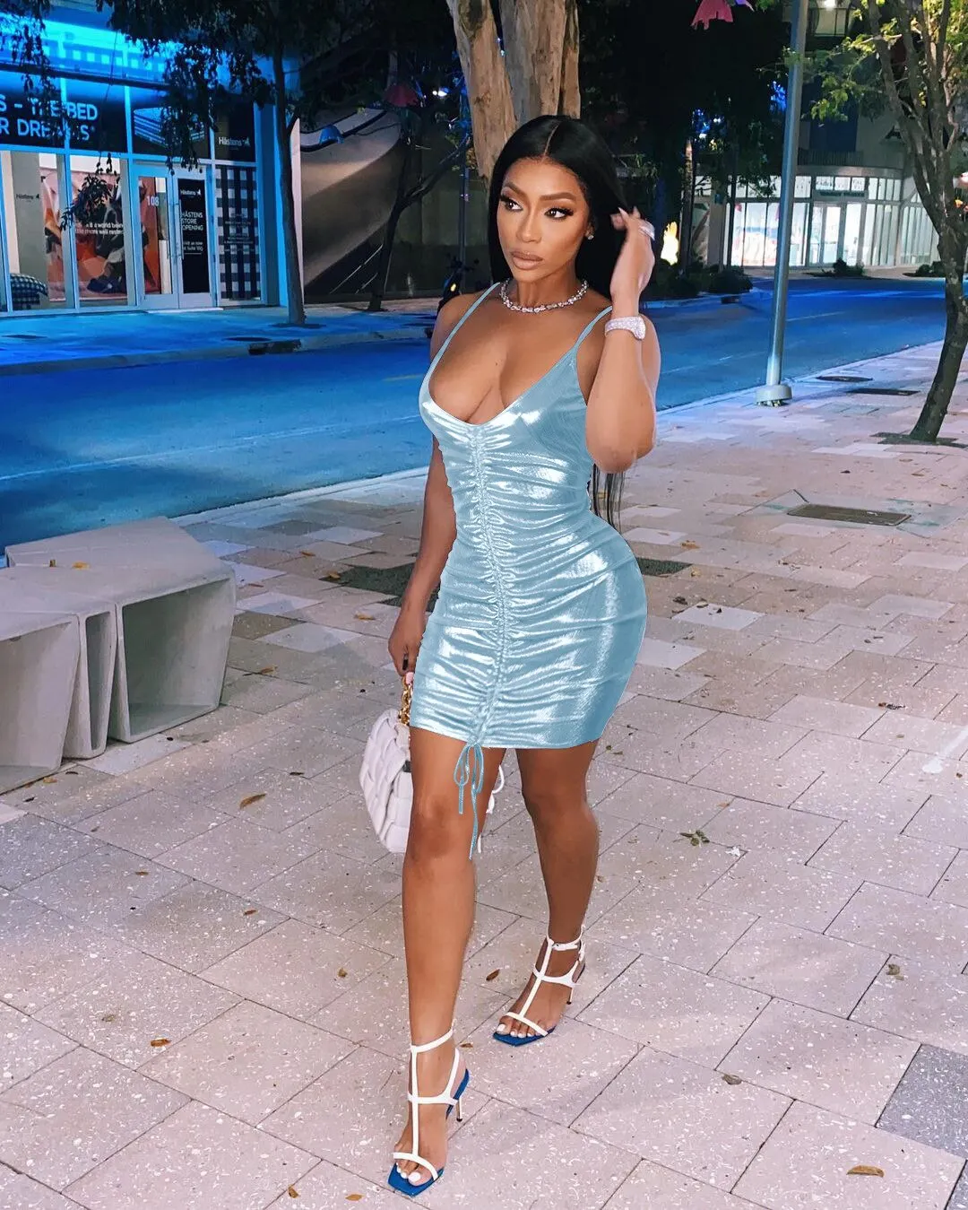 Parity Drawstring Bodycon Mini Dress Sexy Young Little Chap Spaghetti Strap Sweet High Waist Vestidos For Female Summer