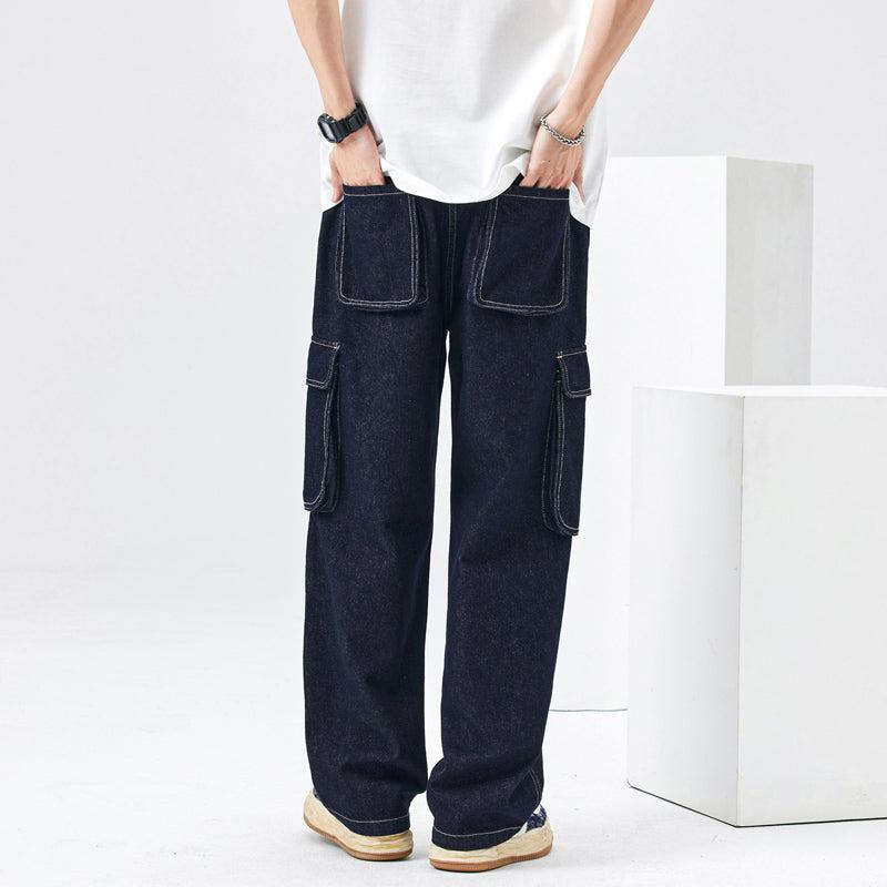 Maxct Elastic Waist Cargo Pocket Jeans Pants
