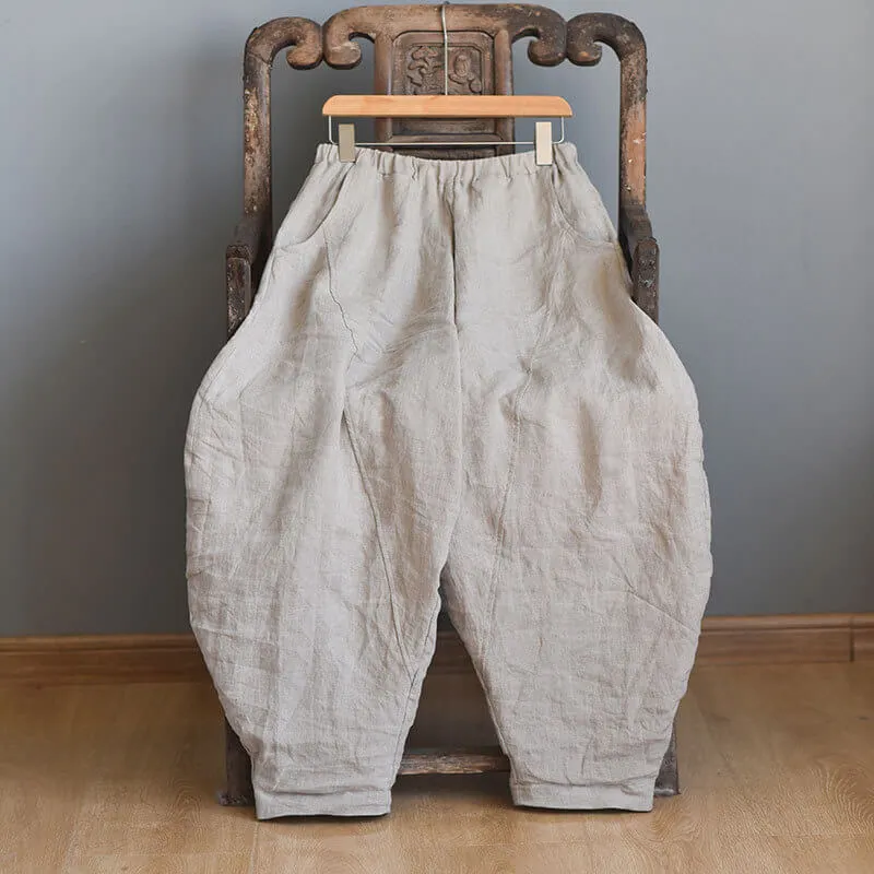 Maxct Plus Size - Spring Solid Color Linen Loose Casual Pants