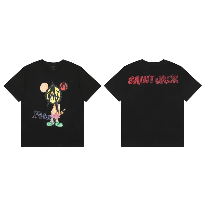 Maxct Rapper Cactus Jack T Shirt Flame Hunting Dog Letter Print Men Women Summer Oversized T-shirts Hip Hop Fashion Short Sleeve Tops