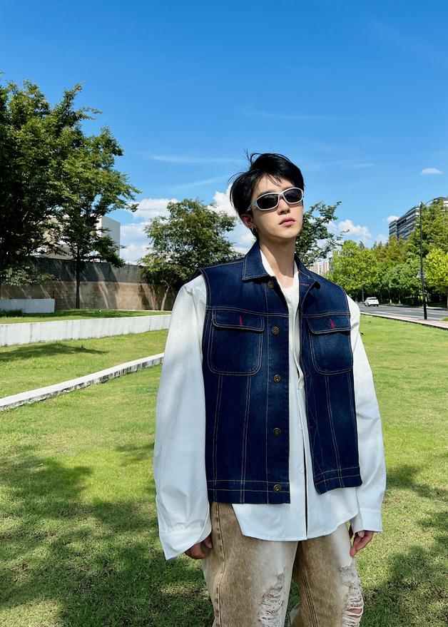 Maxct Dark Blue Denim Vest Jacket