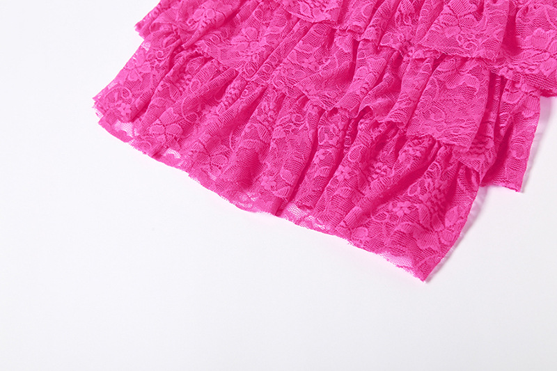 Sheer Lace Pink Two Piece Set Tiered Mini Skirt And Top Y2k Chic Outfits for Long Sleeve Dresses