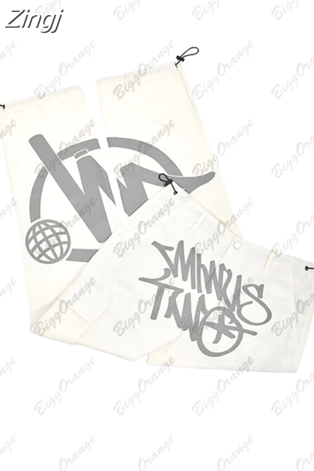 Men's Graffiti-Print Wide-Leg Cargo Pants