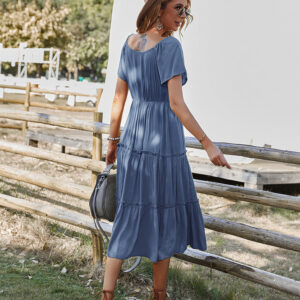 Button Up Frill Trim Dress Maxct