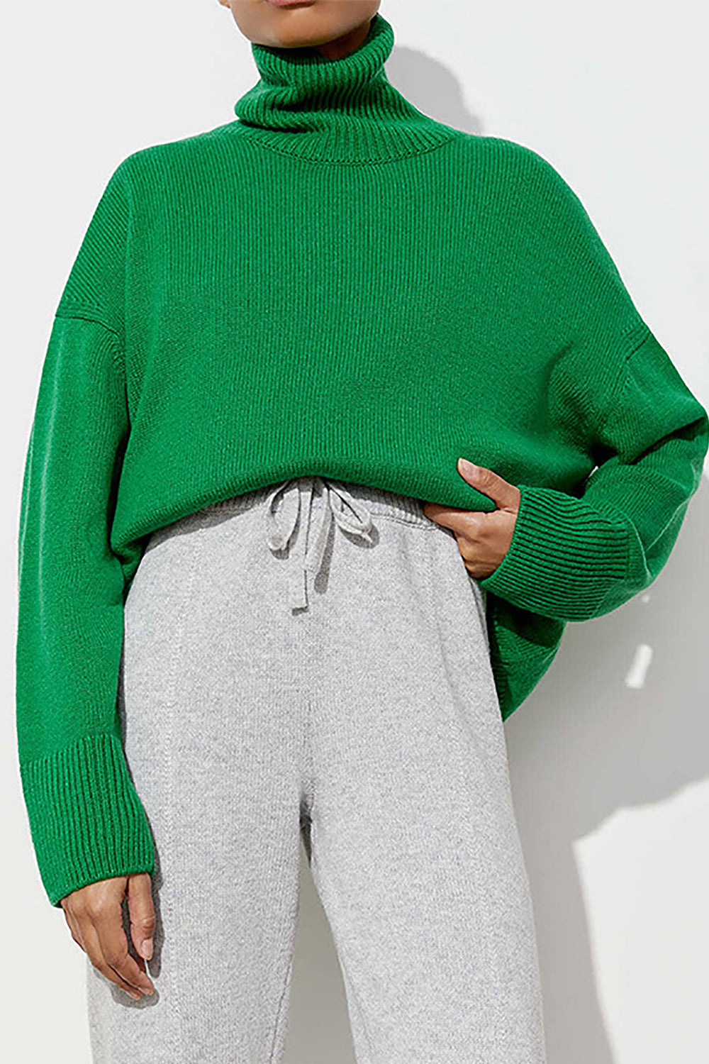 Maxct &Turtle Neck Dropped Shoulder Sweater