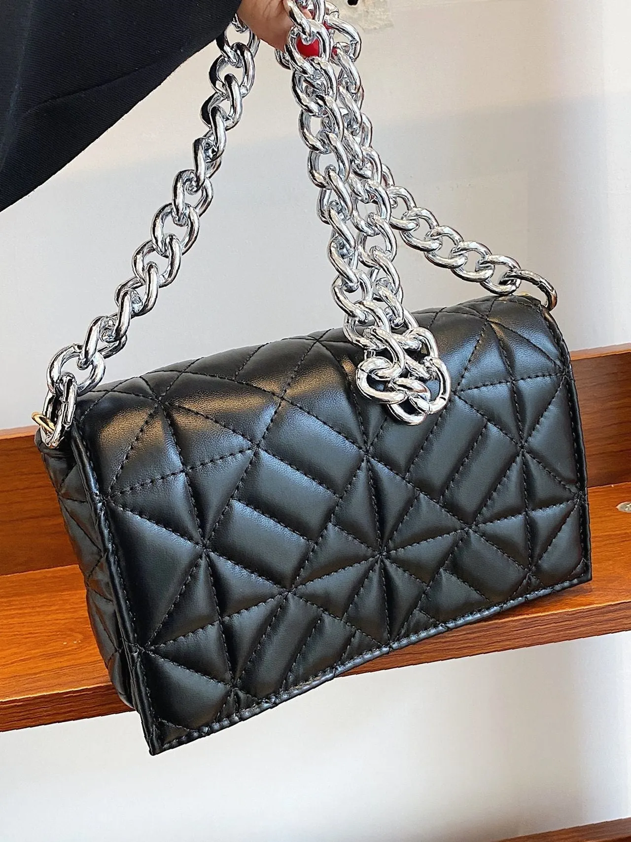 Bag For Love - Minimalist Quilted Flap Square Bag - Women Maxct Bags