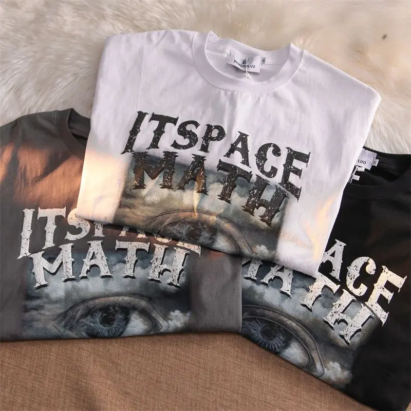 Maxct Fashionable hip-hop women street style printed pattern short sleeved retro couple loose ins pure cotton t-shirt gothic