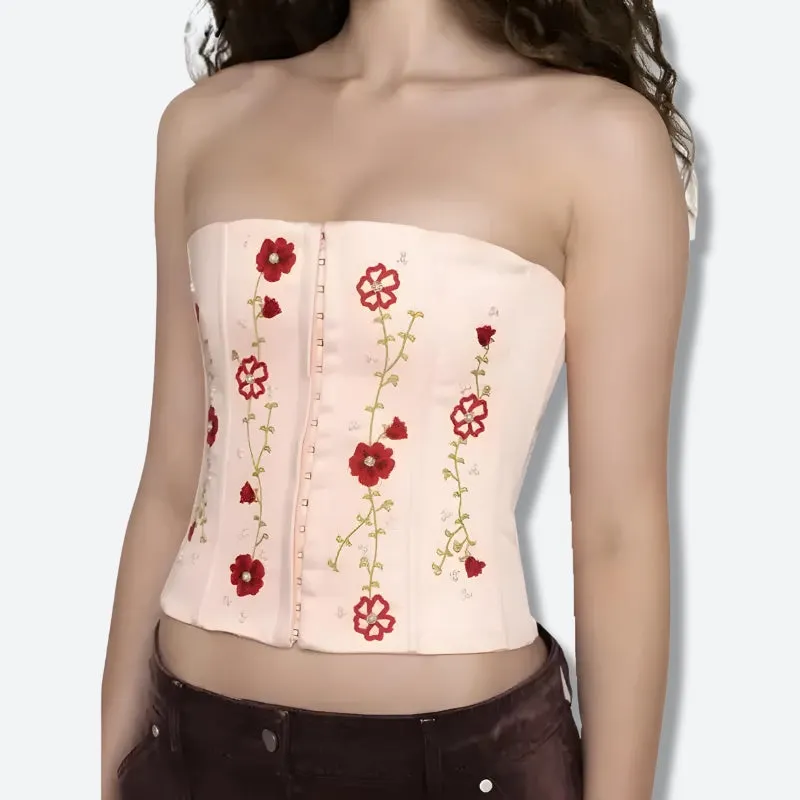 Maxct &Soft Girl Embroidered Beaded Corset Top