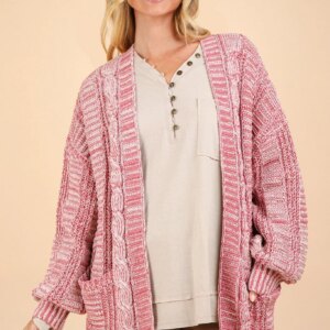 Maxct &VERY J Cable Knit Open Front Cardigan