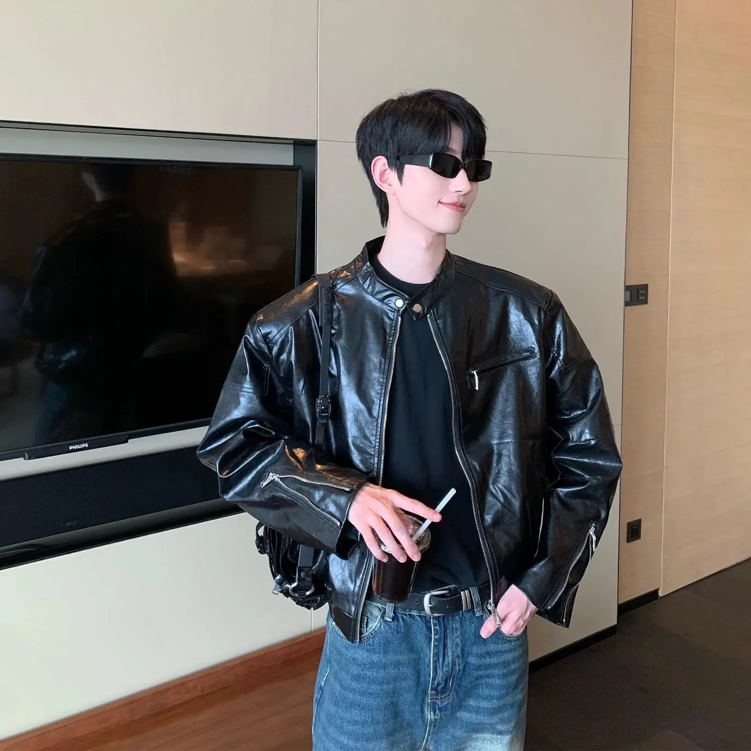 Maxct Shoulder Pad Leather Jacket