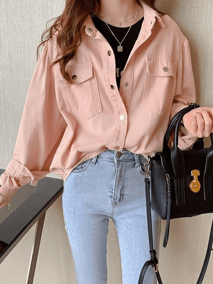 Maxct Pleated Oversized Long Sleeve Blouse