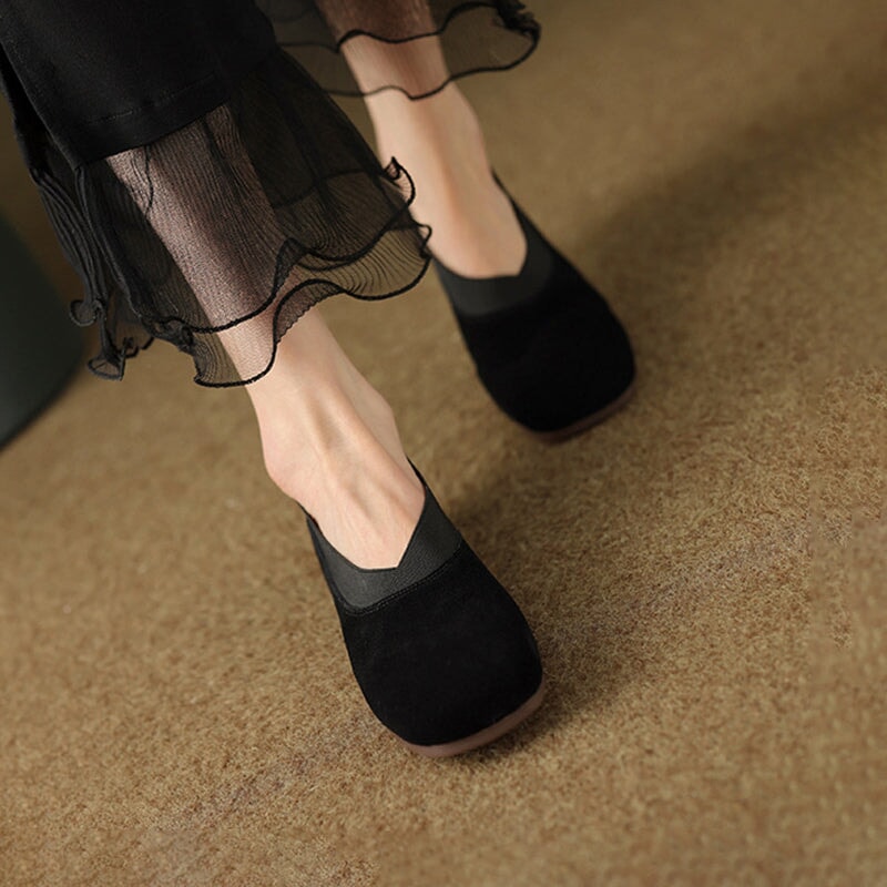 Square Toe Slip on Loafers Soft Flats Handmade Maxct