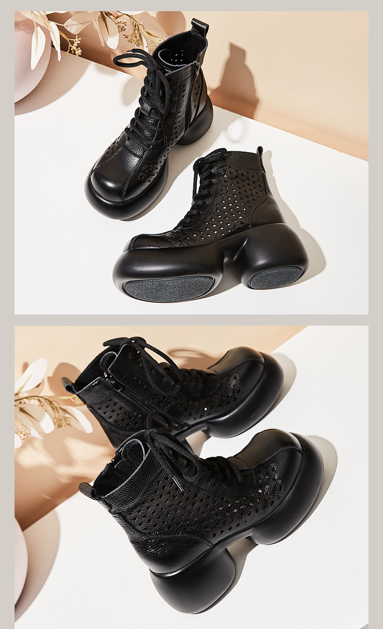 Platform Genuine Leather Ankle Boots for Women