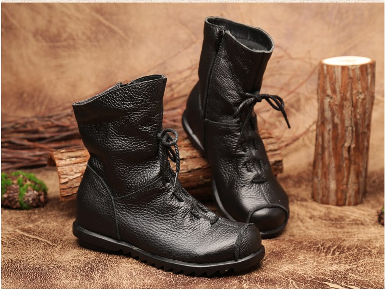Retro-Style Handmade Leather Boots for Women - true-deals-club