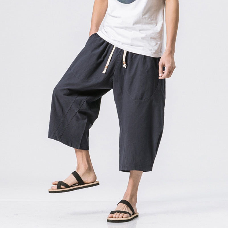 Maxct Cotton Linen Loose Harem Shorts