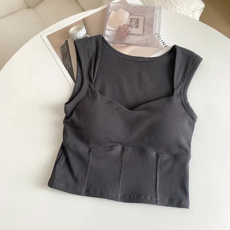 Maxct &Corduroy Square Neck Crop Top