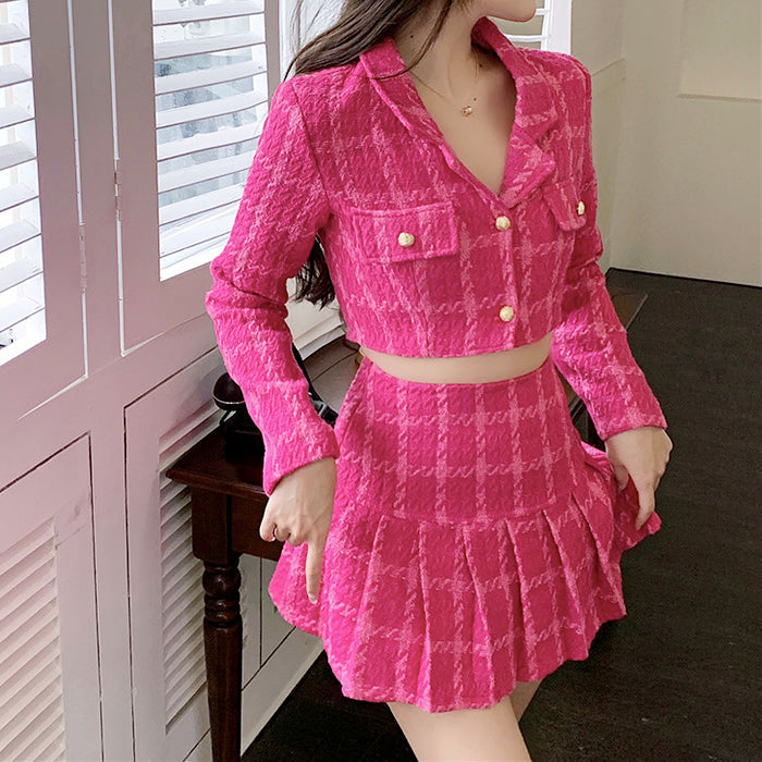 Y2K Pink Tweed Jacket & Skirt Co-Ord Maxct