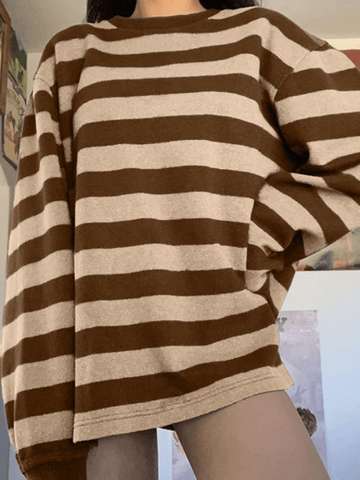 Maxct Vintage Striped Oversized Pullover Sweatshirt