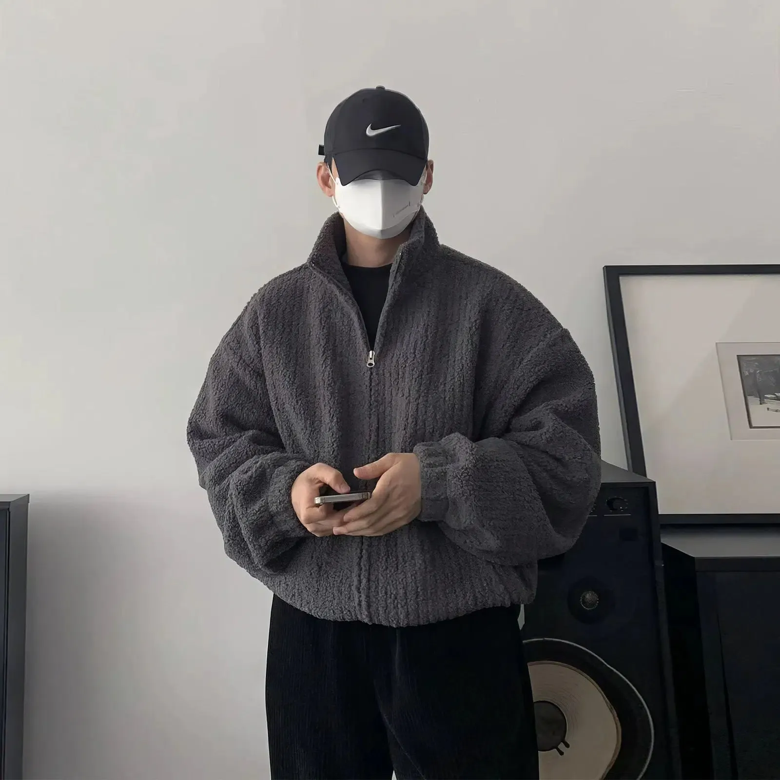 Maxct Zip Up Lapel Plush Corduroy Jacket
