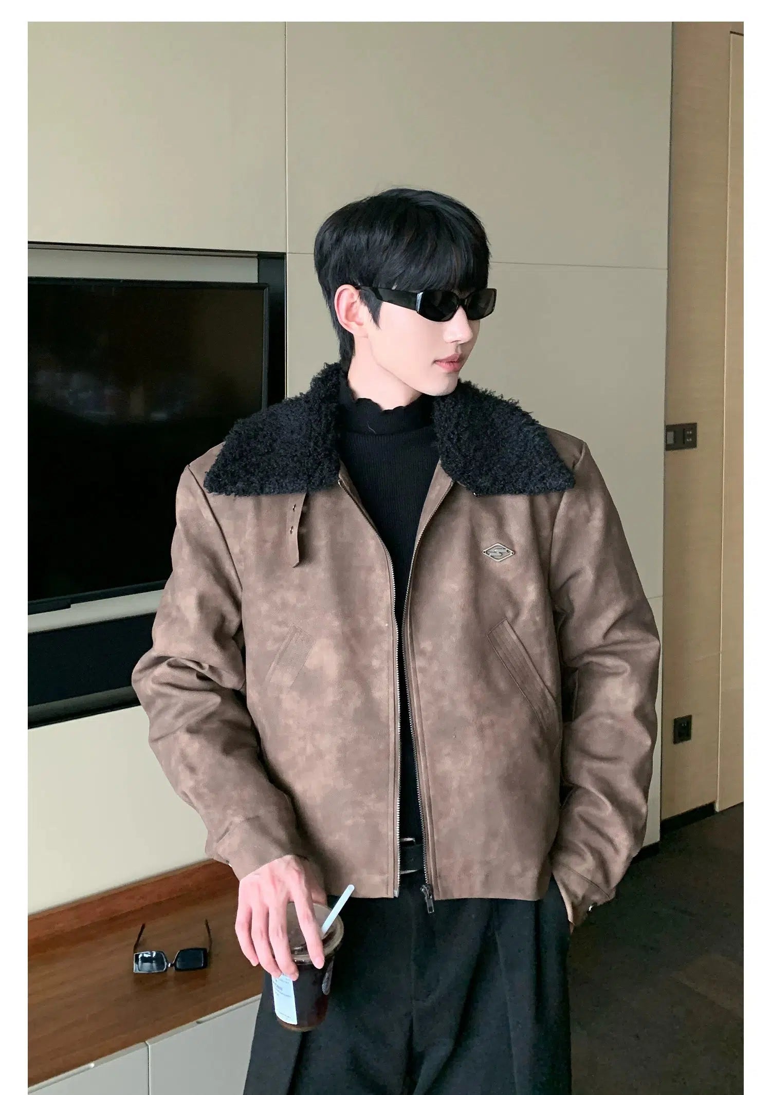 Maxct Thickened Zip Wool Bomber Jacket