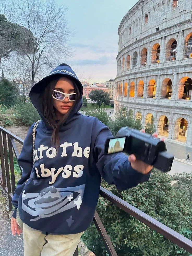 Maxct Harajuku Hoodies Women Retro Y2k Oversize Zipper Letter Embroidery Sweatshirts Autumn Winter Clothes Women K Pop Clothes Anime