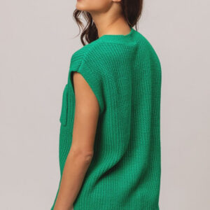 Maxct &BiBi Patch Pocket Cap Sleeve Sweater Top