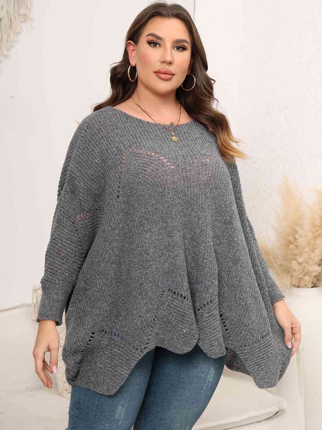 Maxct &Plus Size Round Neck Batwing Sleeve Sweater