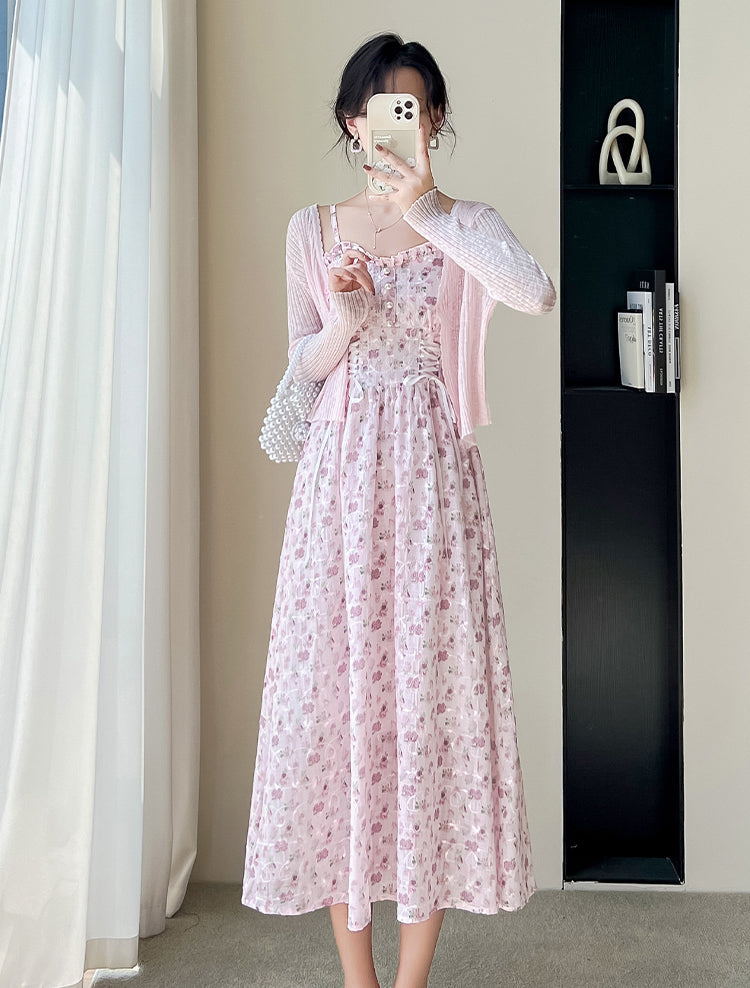 May Flowers Lace Up Cami Dress Maxct