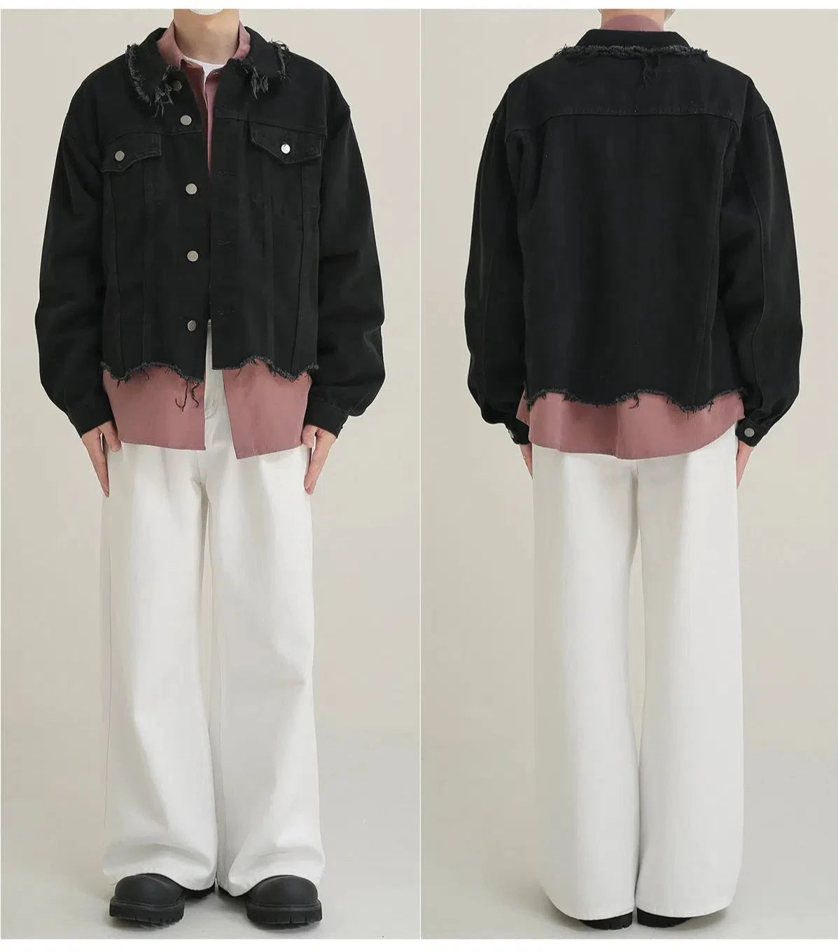 Maxct Short Raw Edge Denim Jacket