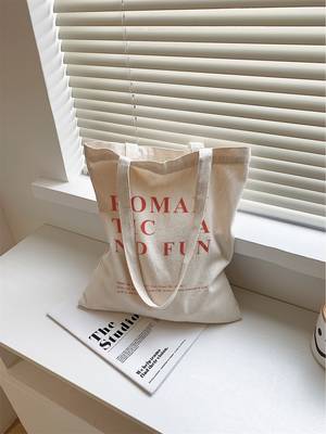 Letter Graphic Canvas Shopper Bag - Women Tote Bags