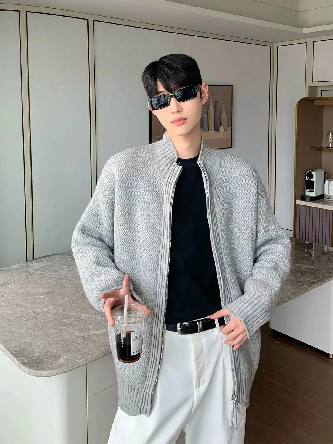 Maxct Basic Full Zip Cardigan Sweater