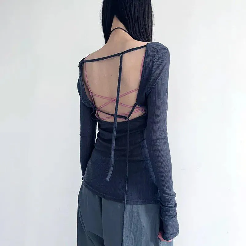 Maxct &Knitted Mesh Backless Top