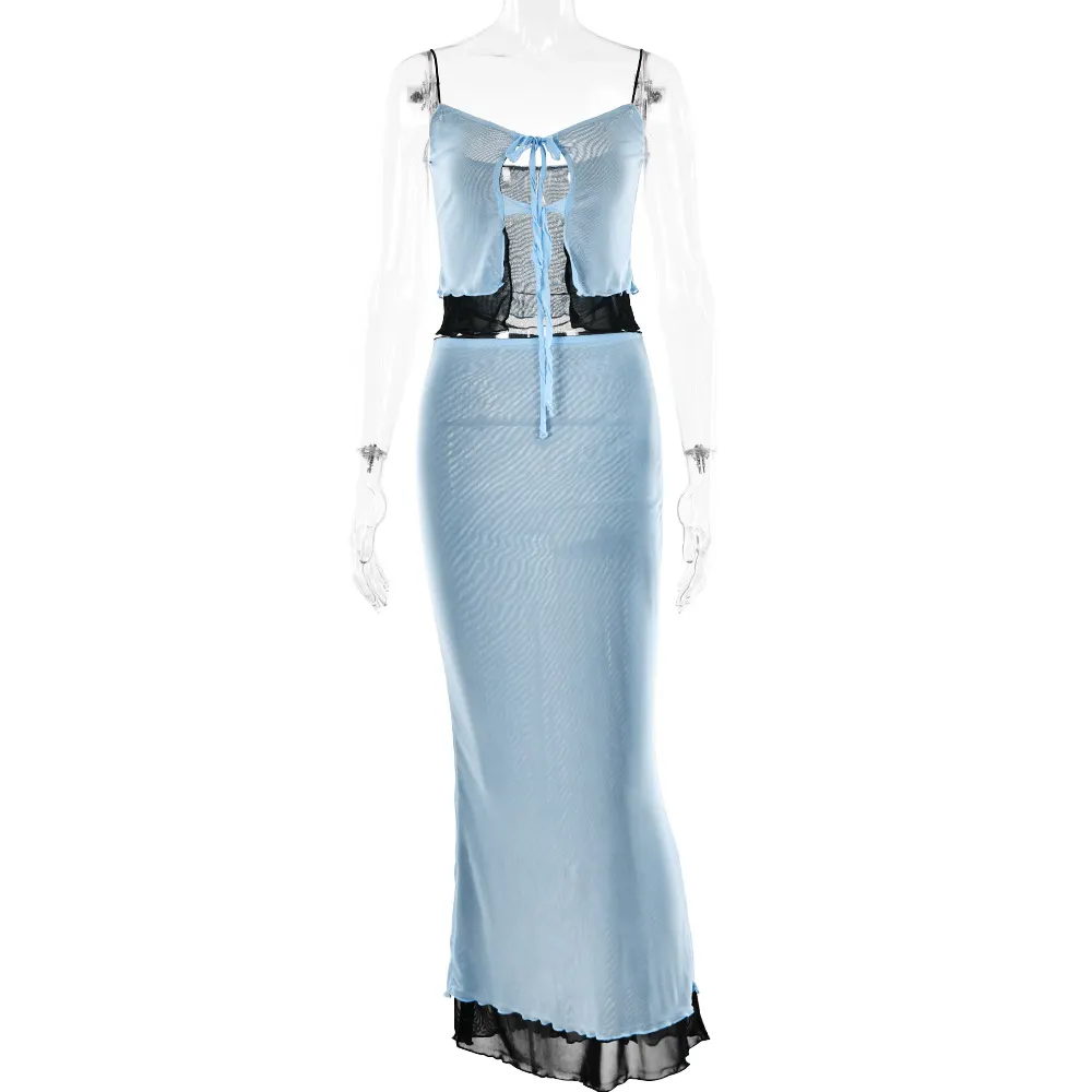 Maxct going out outfits New Strap Tube Top Two-Piece Women's Fashionable Sexy Backless Dress Suit