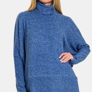 Maxct &Zenana Full Size Brushed Melange Hacci Turtleneck Sweater