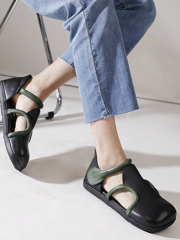 Vintage Niche Leather Flat Sandals Maxct