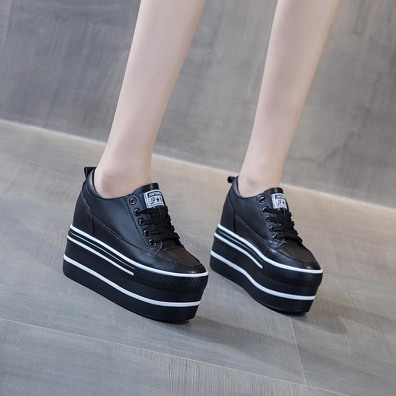 Leather Platform Sneakers for Women Maxct